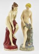 PAIR OF VINTAGE MID CENTURY NEOCLASSICAL PLASTER FIGURES OF LADIES