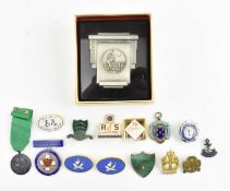 FISA WOMENS 80 METRE HURDLES MEDAL 1952 & COLLECTION OF ENAMEL BADGES