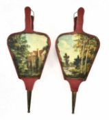 PAIR OF VINTAGE HANDPAINTED BARGEWARE WALL POCKETS IN THE FORM OF BELLOWS