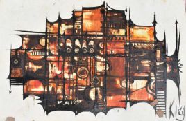 MAUREEN CLEGG (AKA KLEGG) - OIL ON BOARD ABSTRACT PAINTING