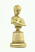 ROYAL WORCESTER - 19TH CENTURY CREAM WARE BUST OF A MAIDEN ON PLINTH