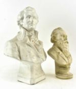 TWO HIGH VICTORIAN GESSO PLASTER BUSTS OF MUSICIANS - MOZART & BRAHMS