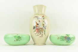 PAIR OF EARLY 20TH CENTURY BURLEIGH WARE BOWLS & A CROWN DEVON VASE