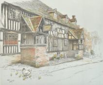 CECIL ALDIN - TWO SIGNED COLOURED PRINTS OF COTTAGES, FRAMED & GLAZED