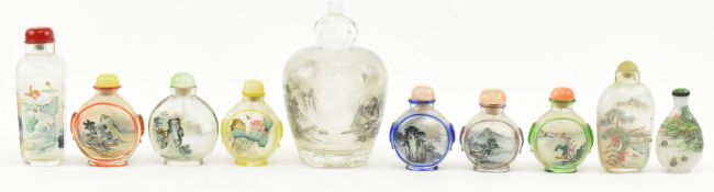 COLLECTION OF TEN GLASS SNUFF BOTTLES 琉璃鼻烟壶一组十个