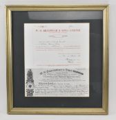 W. H. BRAKSPEAR & SONS - TWO FRAMED 20TH CENTURY BONDS
