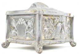 ART NOUVEAU EARLY 20TH CENTURY SILVER PLATED EMBOSSED JEWELLERY BOX