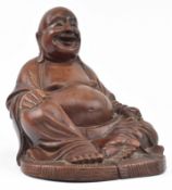 VINTAGE 20TH CENTURY HAND CARVED HAPPY BUDDHA RELIGIOUS IDOL FIGURE