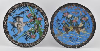PAIR OF JAPANESE MEIJI CLOISONNE WALL CHARGER 日本明治掐丝珐琅大盘