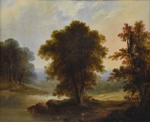 VICTORIAN ENGLISH SCHOOL OIL ON CANVAS LANDSCAPE PAINTING
