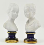 PAIR OF MEISSNER LIMOGES FRANCE BISQUE PORCELAIN BUSTS