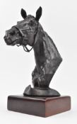 GEOFFREY SNELL - LIMITED EDITION BRONZED RESIN SCULPTURE OF HORSE HEAD ON MOUNT