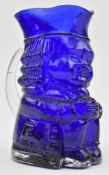 WHITEFRIARS - VINTAGE BRISTOL BLUE GLASS TOBY JUG