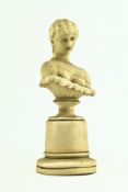 ROYAL WORCESTER - 19TH CENTURY CREAM WARE BUST OF A MAIDEN ON PLINTH