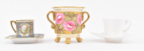 THREE 19TH CENTURY & LATER PORCELAIN MINIATURE CUPS & SAUCERS