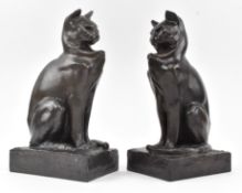 AFTER JOHN HENRY MONSELL FURSE - PAIR OF BRONZED CAT SCULPTURES