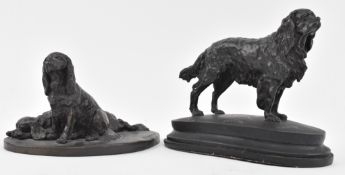 PALAQUIN FINE ARTS - TWO BRONZED RESIN SCULPTURES OF DOGS