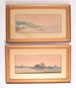 W. DAVY - TWO WATERCOLOUR & PASTEL LANSCAPE PAINTINGS