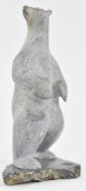 CHUCK POUPART - VINTAGE HAND CARVED STONE SCULPTURE OF A BEAR