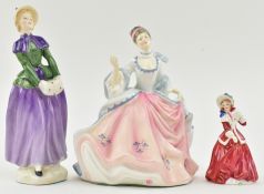 THREE ROYAL DOULTON HAND PAINTED PORCELAIN FIGURES