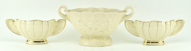 ARTHUR WOOD - ART DECO CREAM CENTREPIECE VASE & TWO SCONCES SIMILAR