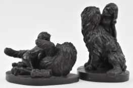 PAULINE PARSONS - TWO 20TH CENTURY BRONZED RESIN SCULPTURES OF DOGS & CHILDREN