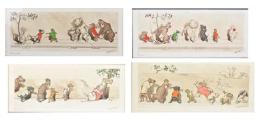 BORIS O'KLEIN (1893-1985) - DIRTY DOGS OF PARIS SERIES - FOUR ETCHINGS
