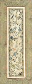 QING DYNASTY CHINESE SILK EMBROIDERY PANEL FEATURING HERONS & FLOWERS
