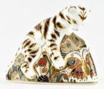 ROYAL CROWN DERBY IMARI PATTERN BENGAL TIGER CUB PAPERWEIGHT