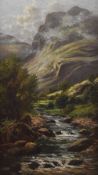 ENGLISH SCHOOL OIL ON CANVAS LANDSCAPE PAINTING OF STONETHWAITE BECK