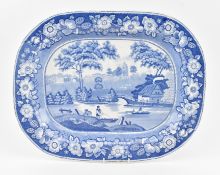 EARLY 19TH CENTURY NUNEHAM PARK BLUE AND WHITE MEAT PLATTER