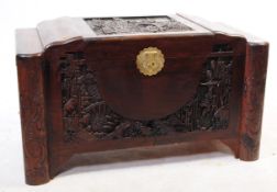 MID CENTURY CHINESE HARDWOOD CARVED CHEST