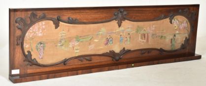 19TH CENTURY ROSEWOOD & TAPESTRY CHINESE INSET FABRIC WALL SHELF