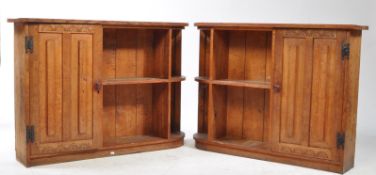 PAIR OF ARTS & CRAFTS OAK 20TH CENTURY BOOKCASE CABINET