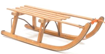 DAVOS - VINTAGE 20TH CENTURY WOODEN SLED / TOBOGGAN