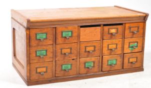 EARLY CENTURY VINTAGE OAK INDUSTRIAL CARD INDEX FILING CABINET