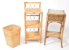 COLLECTION OF VINTAGE 20TH CENTURY BAMBOO & WICKER TABLES