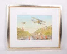 BARRY K. BARNES - BRISTOL FIGHTERS OVER RISTOL WATERCOLOUR PAINTING