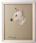P.B. (1958) - MID CENTURY PASTEL PORTRAIT OF A DOG TITLED 