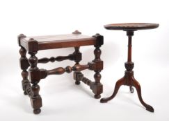 20TH CENTURY JOINT STOOL & WINE SIDE TABLE