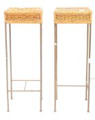 PAIR OF VINTAGE 20TH CENTURY WOVEN BAR / KITCHEN STOOLS