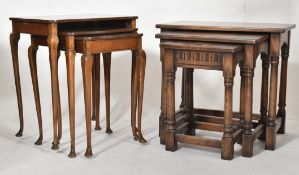 IPSWICH OAK NEST OF TABLES T/W QUEEN ANNE WALNUT NEST OF TABLES