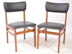 BRITISH MODERN DESIGN - PAIR OF MID CENTURY VINYL & TEAK DINING CHAIRS