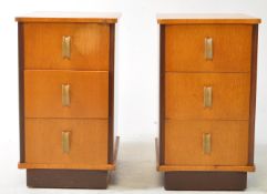 PAIR OF ART DECO WALNUT BEDSIDE PEDESTAL CHEST OF DRAWERS - CABINETS