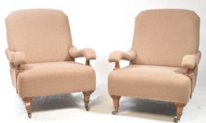 HOWARD & SONS 19TH CENTURY MANNER PAIR OF ARMCHAIRS
