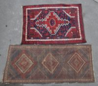 TWO 20TH CENTURY PERSIAN BIDJAR FLOOR CARPET RUGS