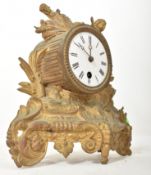 19TH CENTURY FRENCH 24HR GILT SPELTER MANTEL CLOCK