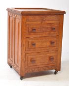 LATE 19TH CENTURY ARTS & CRAFTS SMALL CARVED CHEST OF DRAWERS