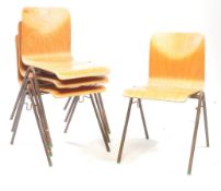 SET OF FOUR VINTAGE 20TH CENTURY PLY BENTWOOD A-FRAME STACKING CHAIRS