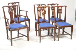 SET OF SIX EARLY 20TH MAHOGANY CHIPPENDALE STYLE DINING CHAIRS